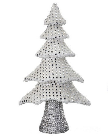 16" White & Silver Gem Layered Tree