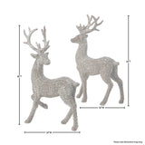 18" Glitter Rattan Standing Deers Assorted Set of 2