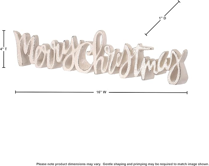 16" Frosted Gold Merry Christmas Sign