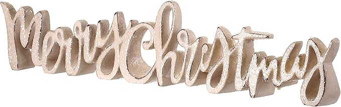 16" Frosted Gold Merry Christmas Sign