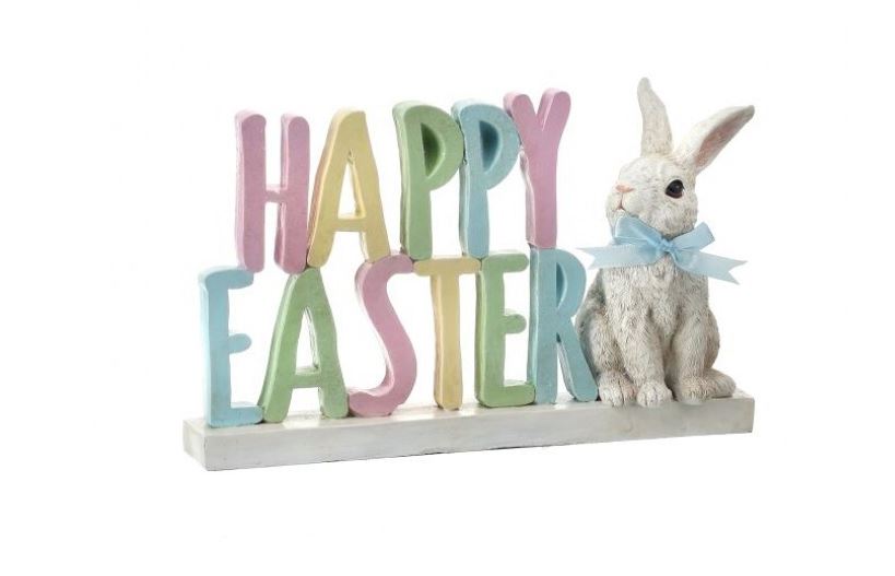 10.5" Happy Easter With Bunny Sign