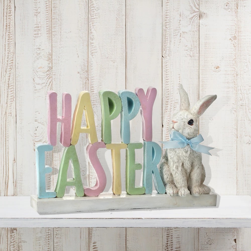 10.5" Happy Easter With Bunny Sign