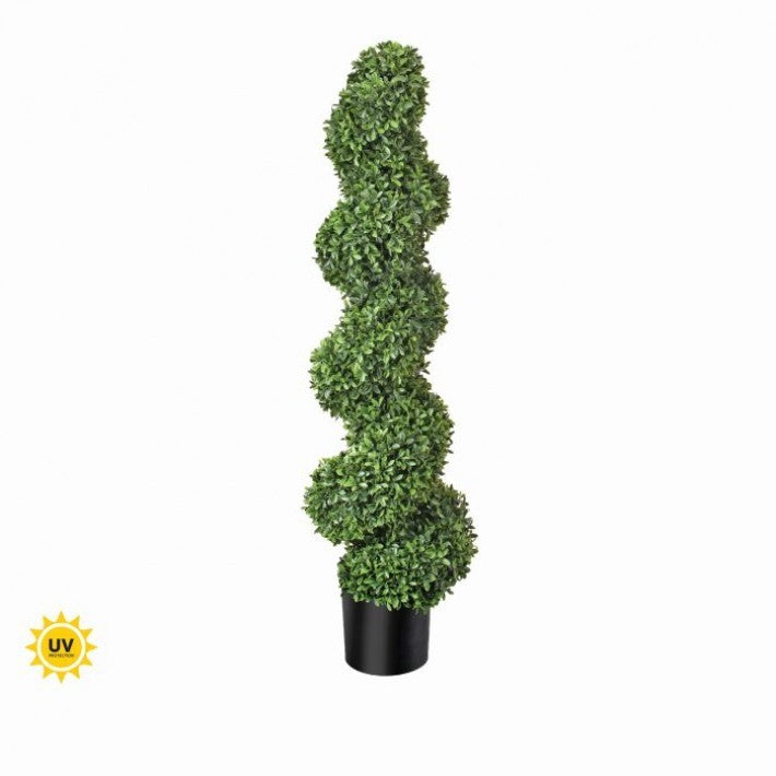4 FT UV Green Boxwood Spiral Topiary Potted