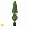4.5 FT UV Green Boxwood Ball & Cone Topiary Potted