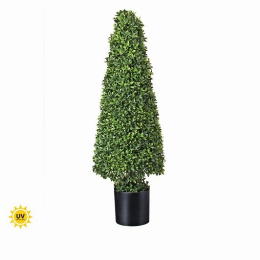 3 FT UV Green Boxwood Cone Potted Topiary