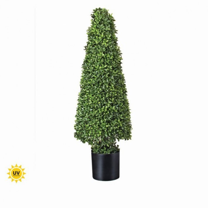 3 FT UV Green Boxwood Cone Potted Topiary