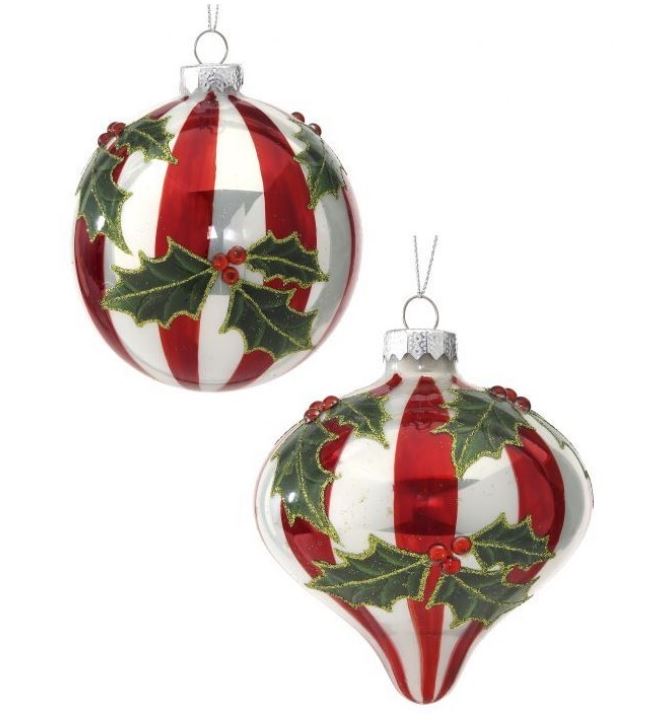 4" Holly Red Assorted Ornament Set Of 6
