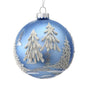 4" Blue & White Embossed Forest Ornament Set Of 6