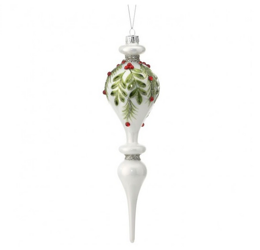 Set de 6 ornamentos de remate de acebo blanco de 10"