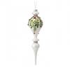 10" White Holly Finial Ornament Set Of 6