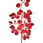 30" Red Glitter Leaf Spray Set Of 12