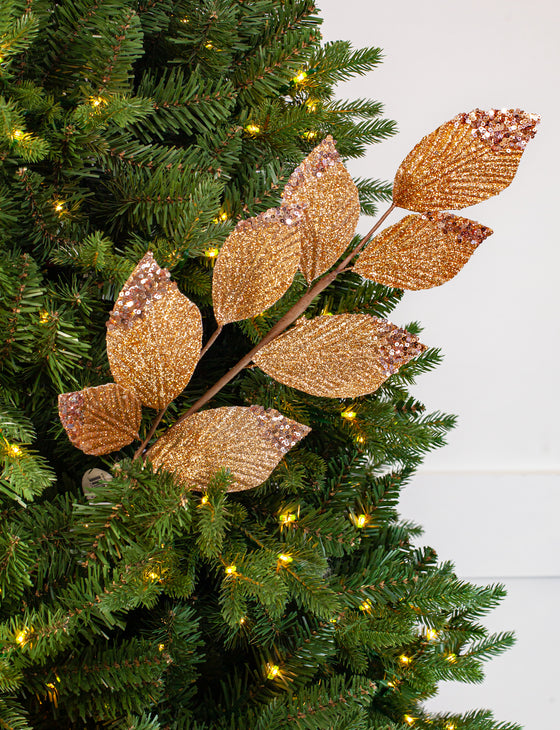 Juego de 12 aerosoles para hojas con punta de cuentas doradas de 26"