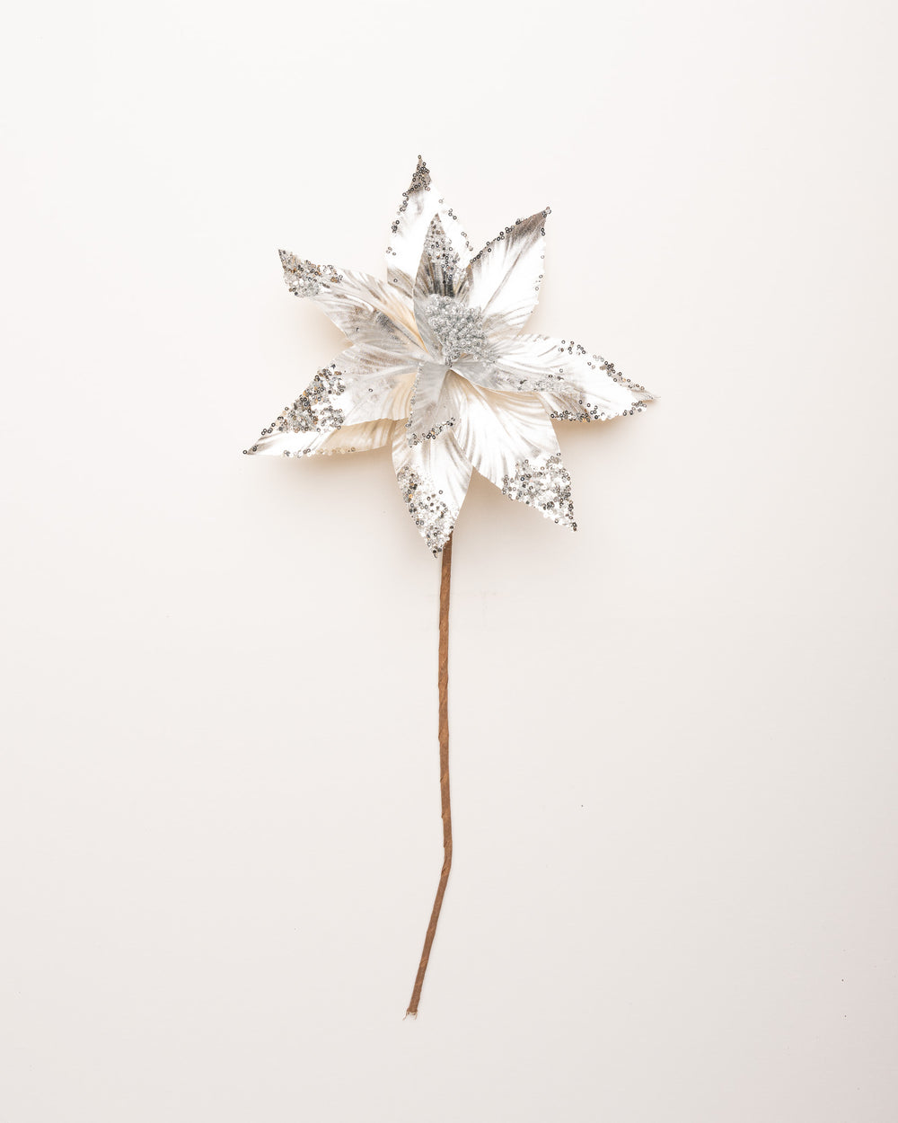 24" Metallic Sequin Edged Poinsettia Set Of 12