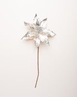 24" Silver Metallic Sequin Edged Poinsettia Set Of 12