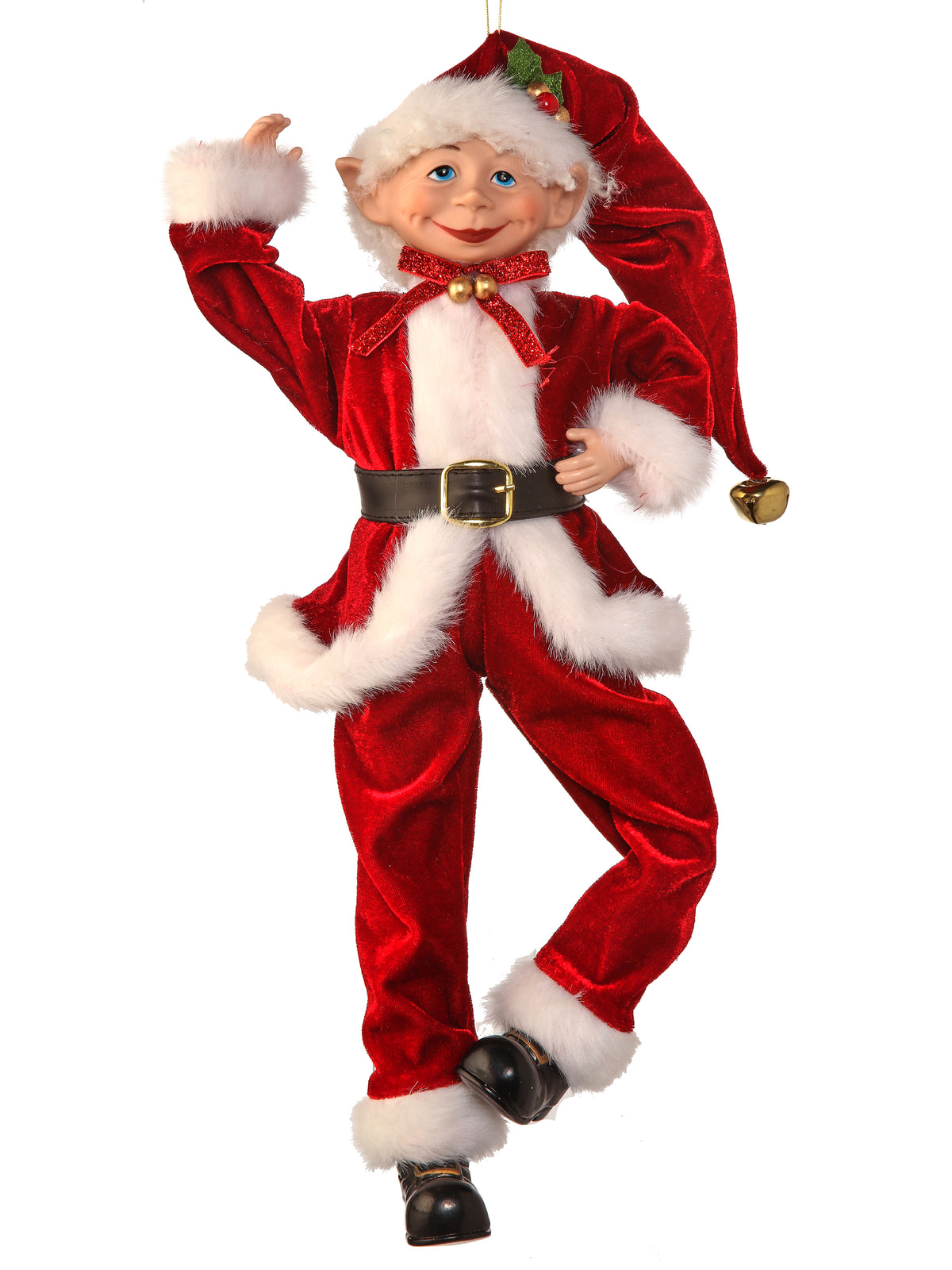 17" Red & White Santa Suit Posable Elf
