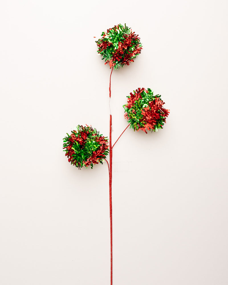 Juego de 6 esprays de bolas de oropel rojo y verde de 30"
