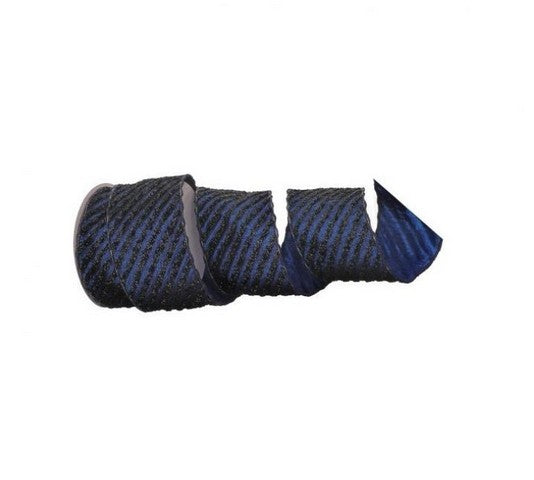 4" X 10YD Midnight Blue Striped Ribbon