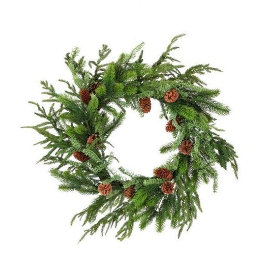 24" Norfolk Spruce Pinecone Wreath