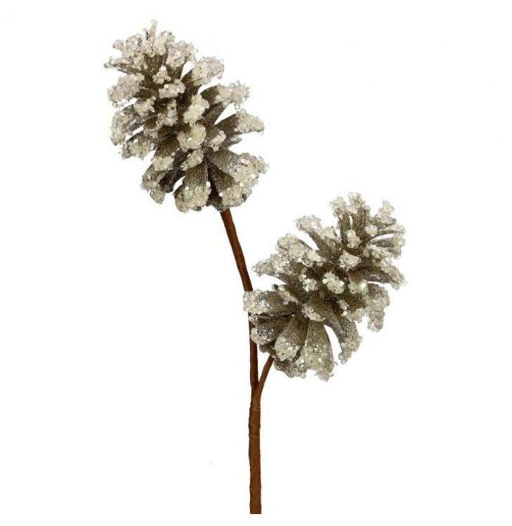 24" Diamond Pinecone Spray With Glitter Set Of 6