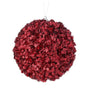 4" Red Sequined Jewel Ball Ornament Set Of 6