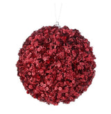 Set de 6 Adornos Esfera de Lentejuelas Rojas de 4"