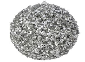 5" Platinum Sequin Ball Ornament Set Of 6