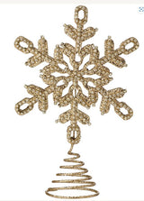 Adorno para árbol de copo de nieve con joyas en oro champán de 10,5"