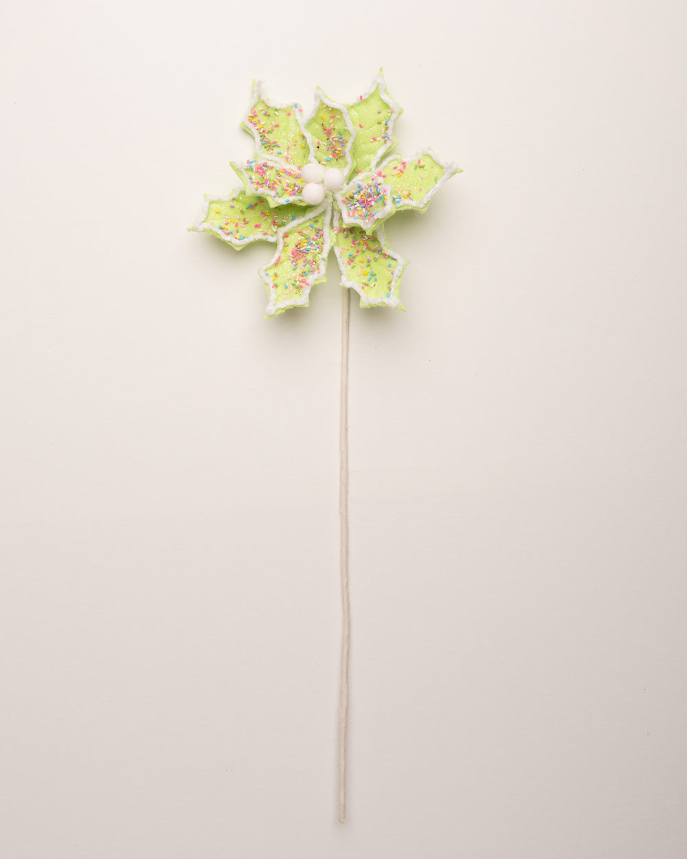 24" Green Sprinkles Candy Poinsettia Stem Set Of 6