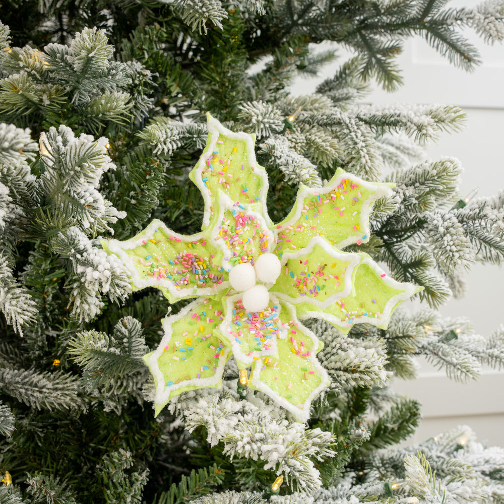 24" Green Sprinkles Candy Poinsettia Stem Set Of 6