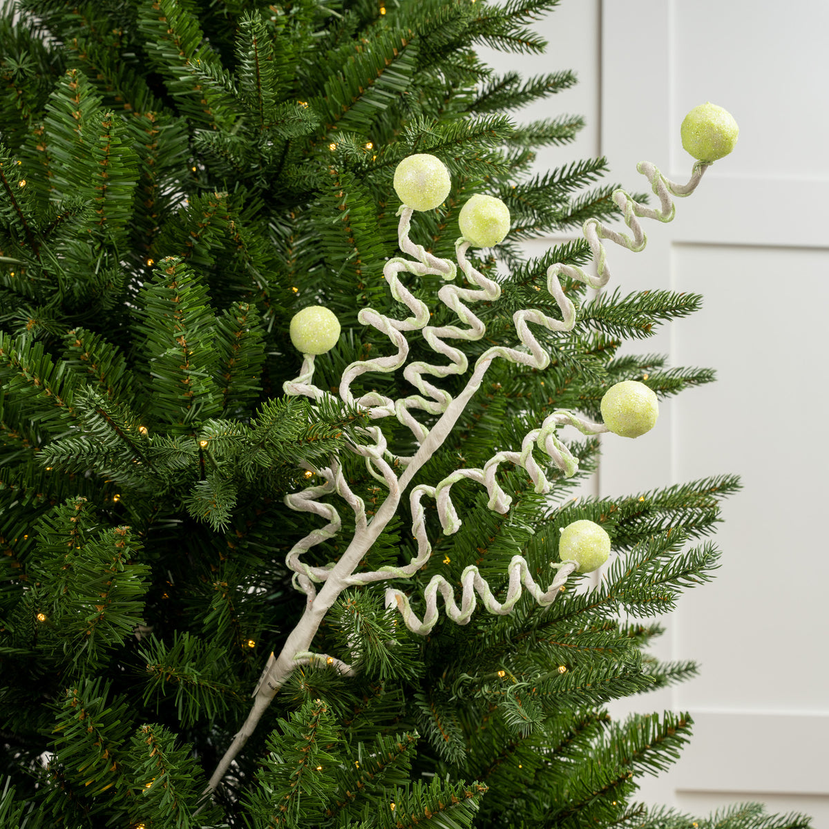 29" Green Candy Stripe Curl Ball Spray Set Of 12