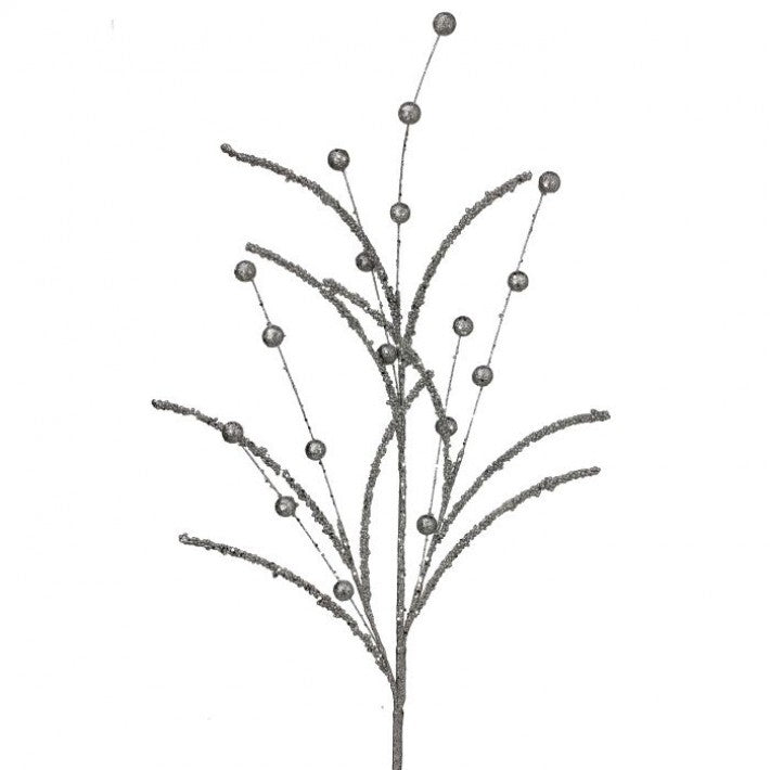 35" Glitter Beaded Stem Ball Spray Set Of 12