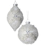 4"-6" White Holly Kismet Glass Ornament Assorted Set Of 6