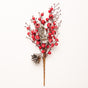 16" Red Snow Berry Twig With Pinecones Set Of 6