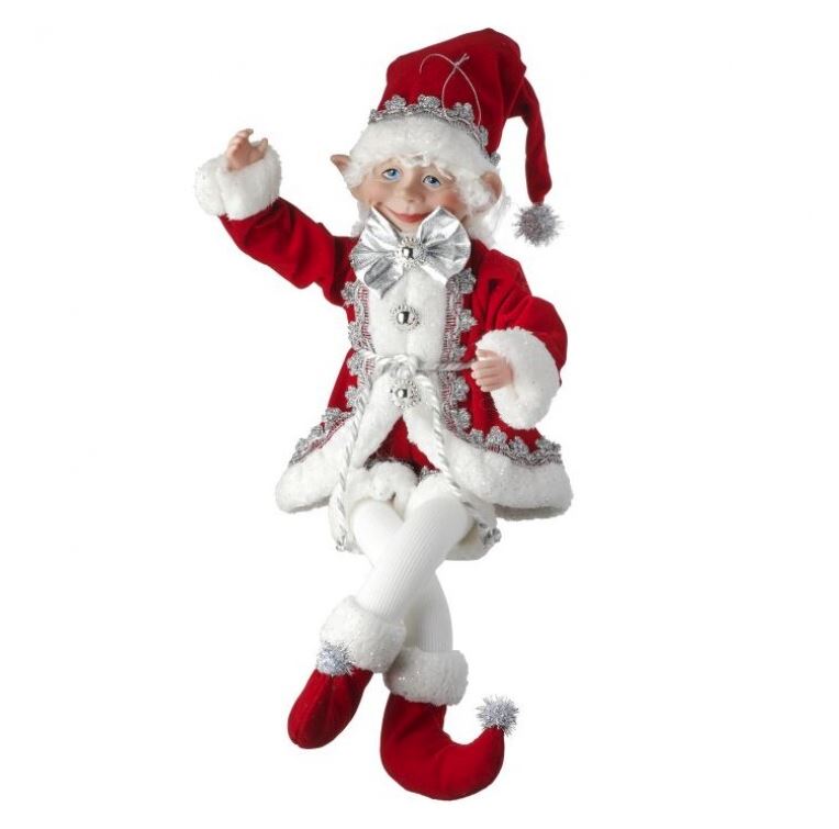 17" Red, Silver & White Bendable Elf