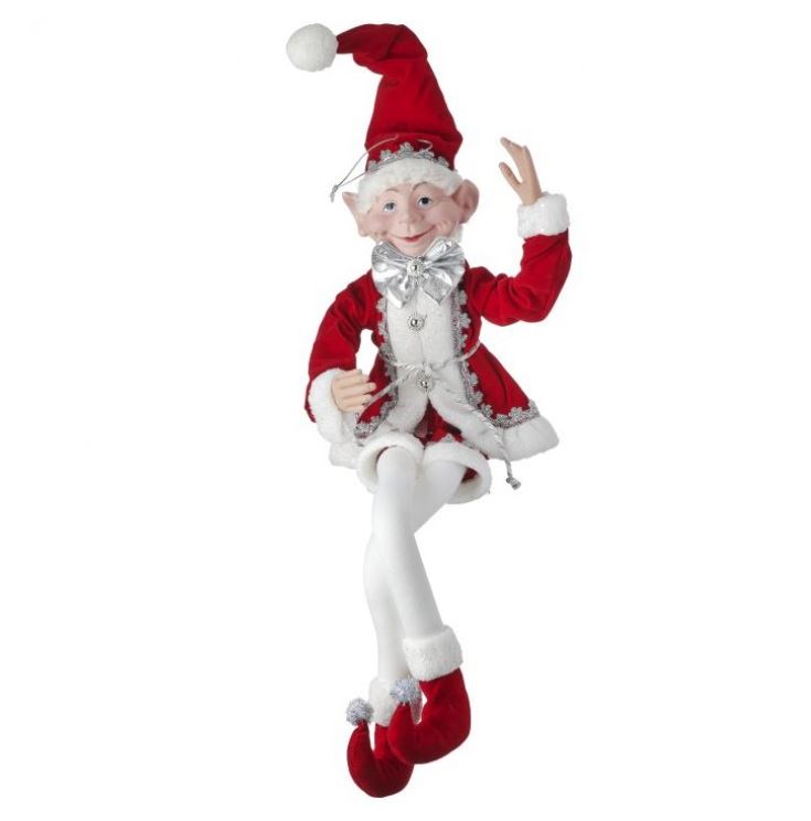 30" Red, Silver & White Bendable Elf