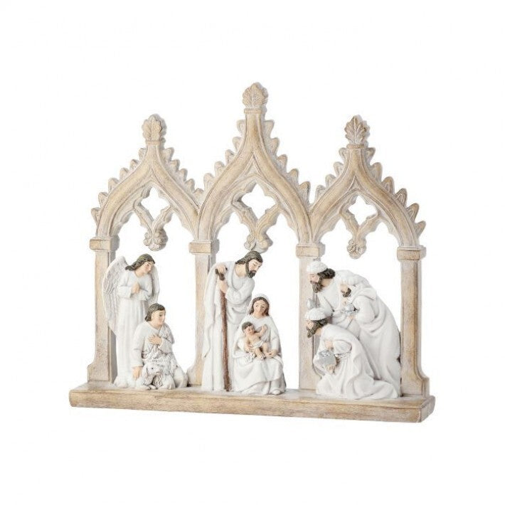 12" Ivory & White Nativity Scene