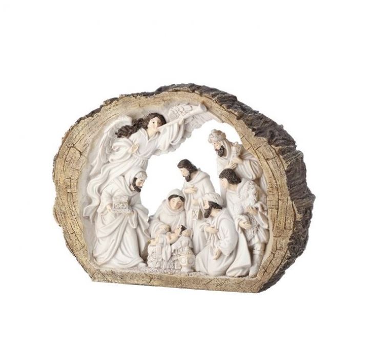 13" Nativity In Wood Creche