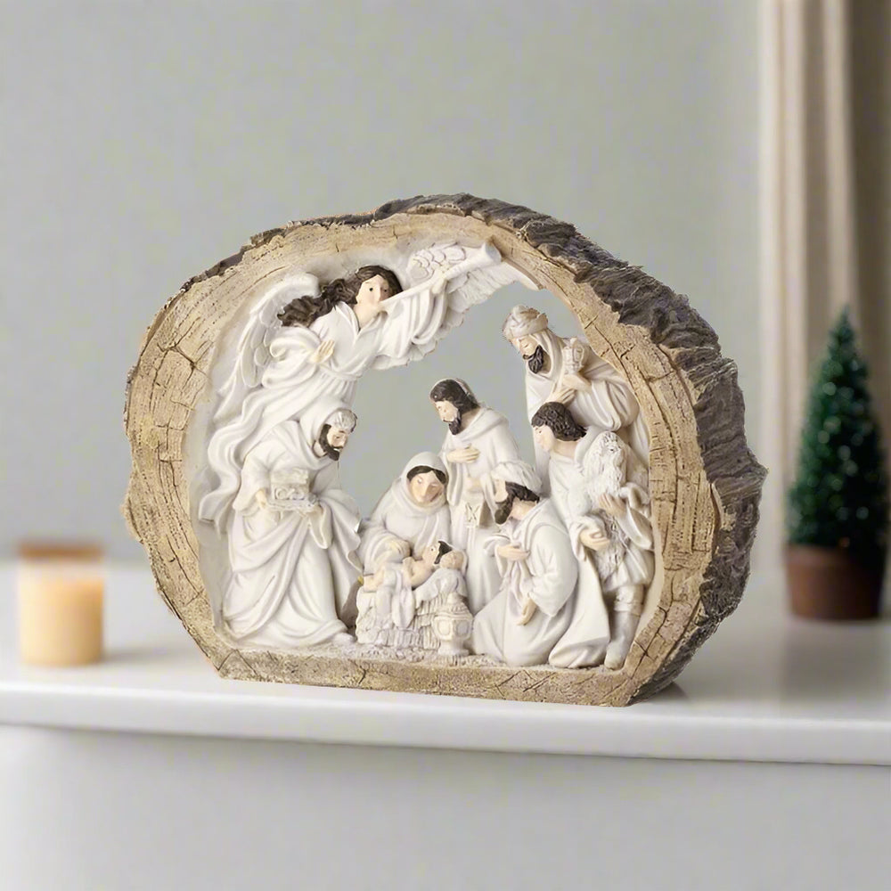 13" Nativity In Wood Creche