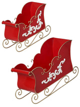 13"- 16" Red & White Sleigh Set Of 2