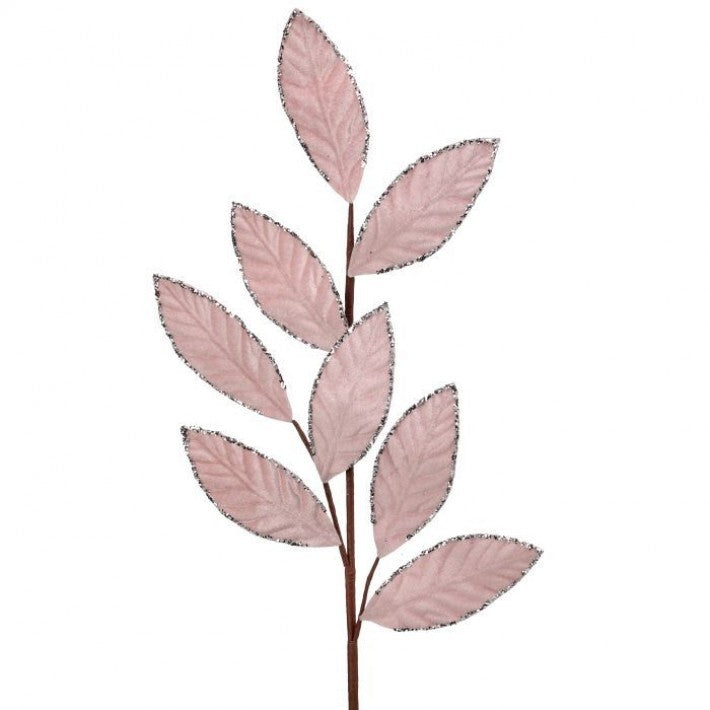 28" Blush Pink Velvet Glitter Poinsettia Spray Set Of 6