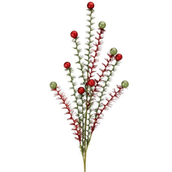 Juego de 6 rociadores rizados con bolas rojas y verdes de 35"