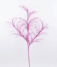 Set de 12 pastos pampa de brillos rosa fuerte de 34"