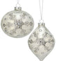 4" Silver White Encraved Ornament Assorted Set of 6