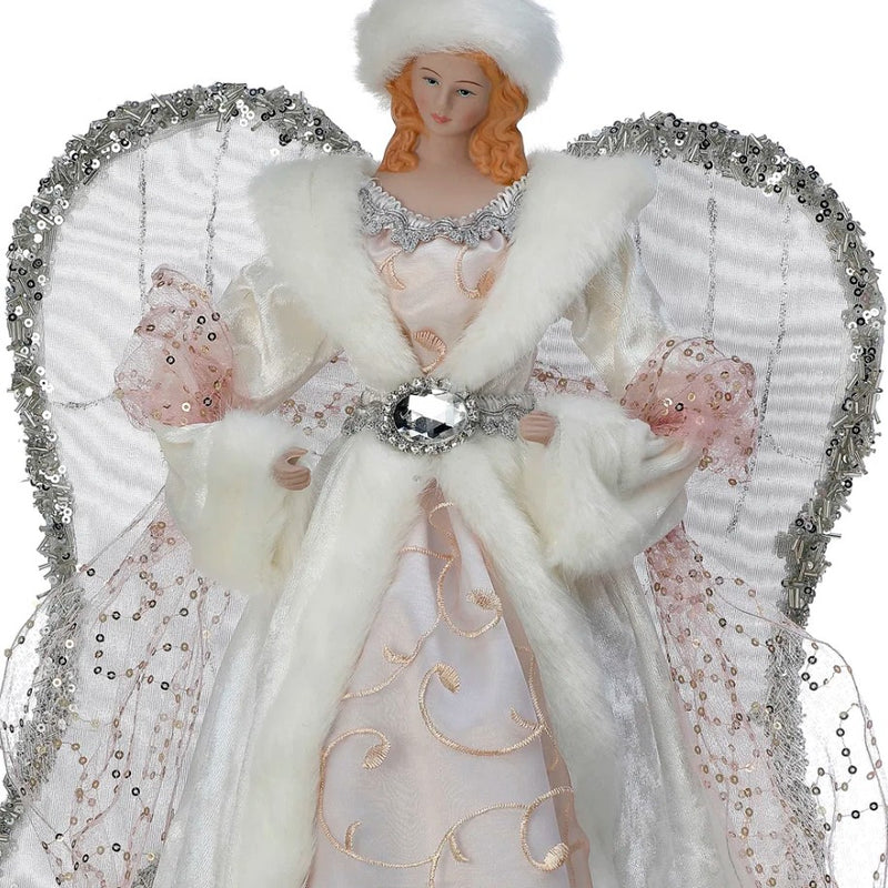 16" White, Pink, & Silver Angel Tree Topper
