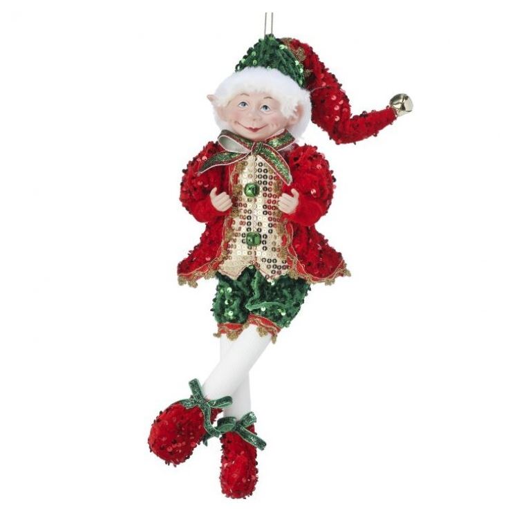 Elfo flexible con lentejuelas rojas, doradas y verdes de 17"