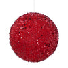 8" Red Sequin Ball Ornament Set Of 6