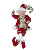 17" Red & Gold Holly Bendable Elf