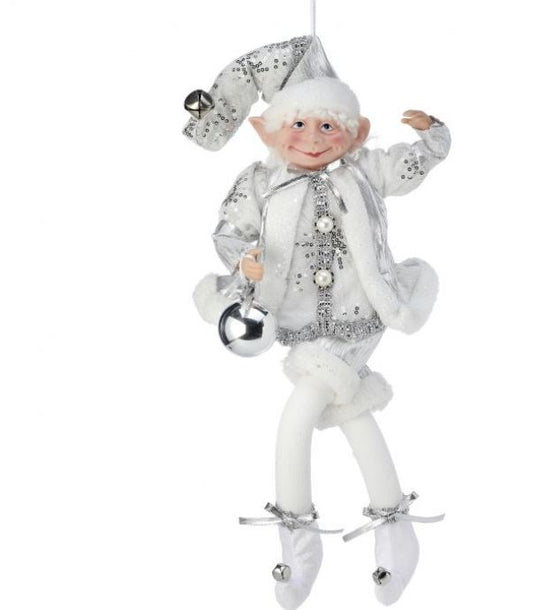 17" Silver & White Winter Poseable Elf