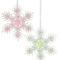 6" Pastel Pink & Green Snowflake Ornament Set Of 6
