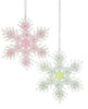 Set de 6 adornos surtidos de 6" con diseño de copo de nieve en rosa pastel y verde